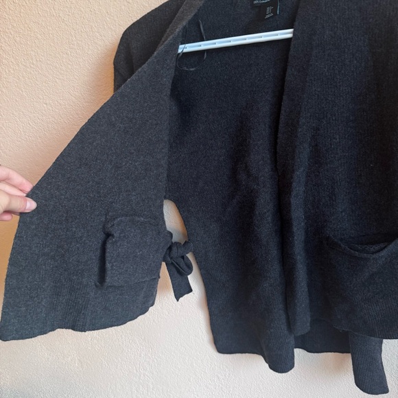 Cynthia Rowley 100% Merino Wool Cardigan SZ S | Dark Gray Open Front 3/4 Sleeve - Picture 8 of 9